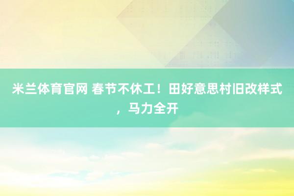 米兰体育官网 春节不休工！田好意思村旧改样式，马力全开