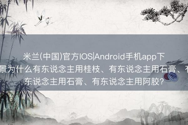 米兰(中国)官方IOS|Android手机app下载 同是“口渴”， 仲景为什么有东说念主用桂枝、有东说念主用石膏、有东说念主用阿胶?