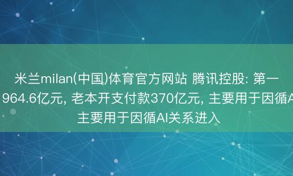 米兰milan(中国)体育官方网站 腾讯控股: 第一季度营收1964.6亿元, 老本开支付款370亿元, 主要用于因循AI关系进入