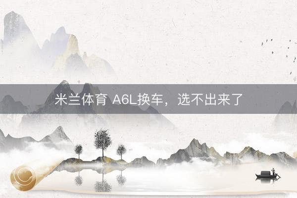 米兰体育 A6L换车，选不出来了