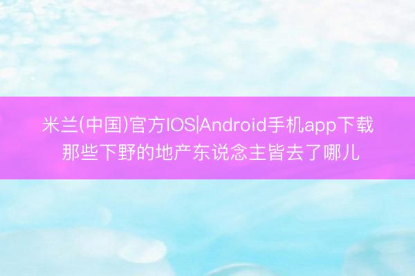 米兰(中国)官方IOS|Android手机app下载 那些下野的地产东说念主皆去了哪儿